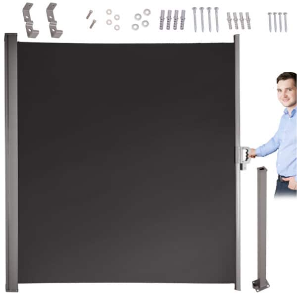 Markiza boczna tarasowa LUARO parawan zwijana 180 x 400 cm szara