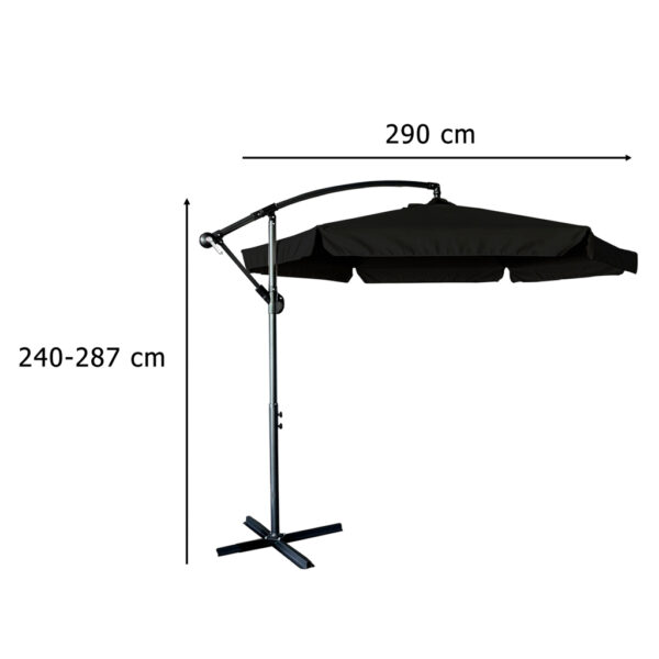 Parasol ogrodowy duży składany z wysięgnikiem 290cm czarny - obrazek 7